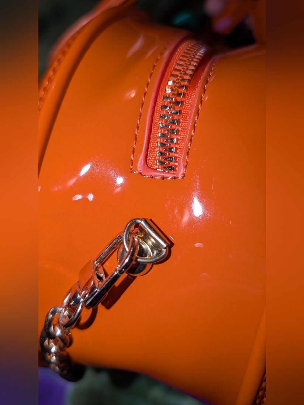 Pumpkin Shaped Chain Handle Bag Orange VGC - Picture 7 of 10
